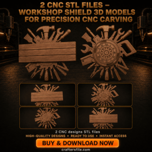 CNC STL Files – Workshop Shield 3D Models for Precision CNC Carving