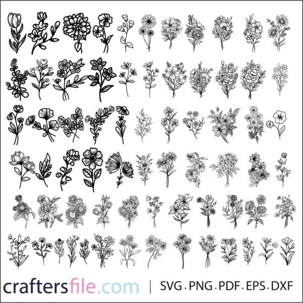 flower vector black and white