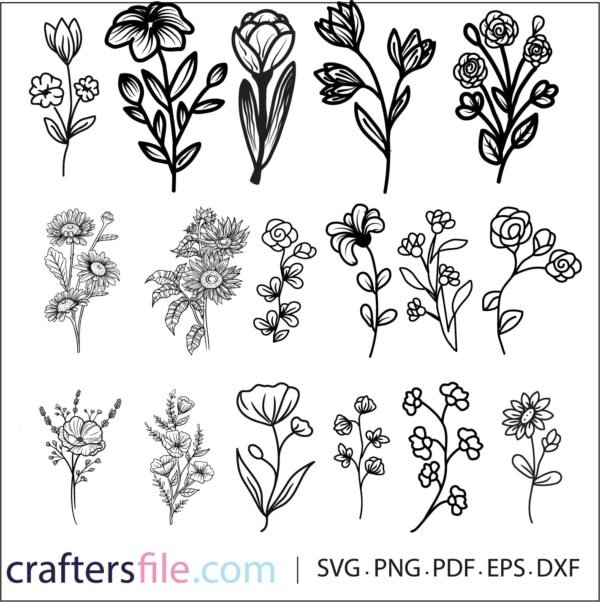 flower vector black and white