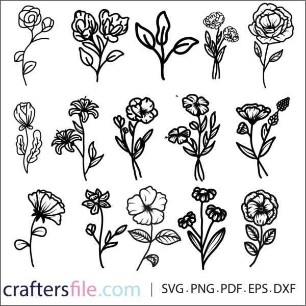 flower vector black and white