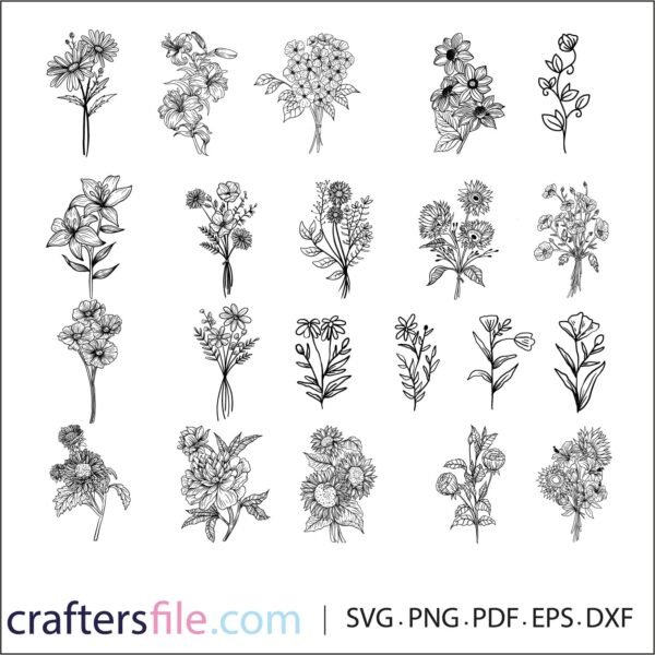 flower vector black and white