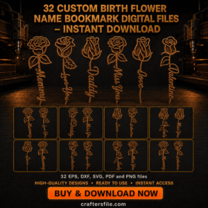 Custom Birth Flower Name Bookmark Digital Files