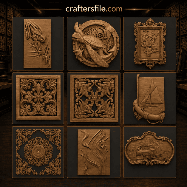 3D CNC files and relief STL designs for wood carving projects