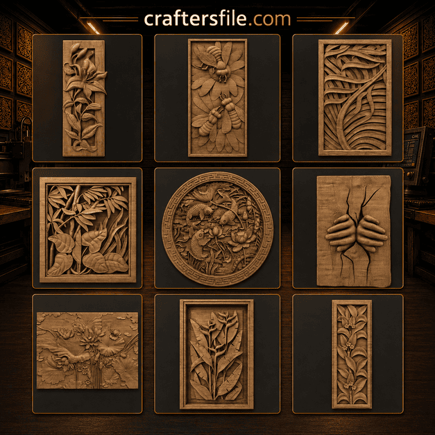 3D CNC files and relief STL designs for wood carving projects
