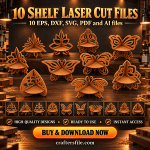 Digital download preview of 10 shelf designs for compatible design software