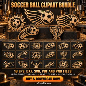 Soccer ball clipart bundle with 18 vector designs for CNC, laser and plasma cutting